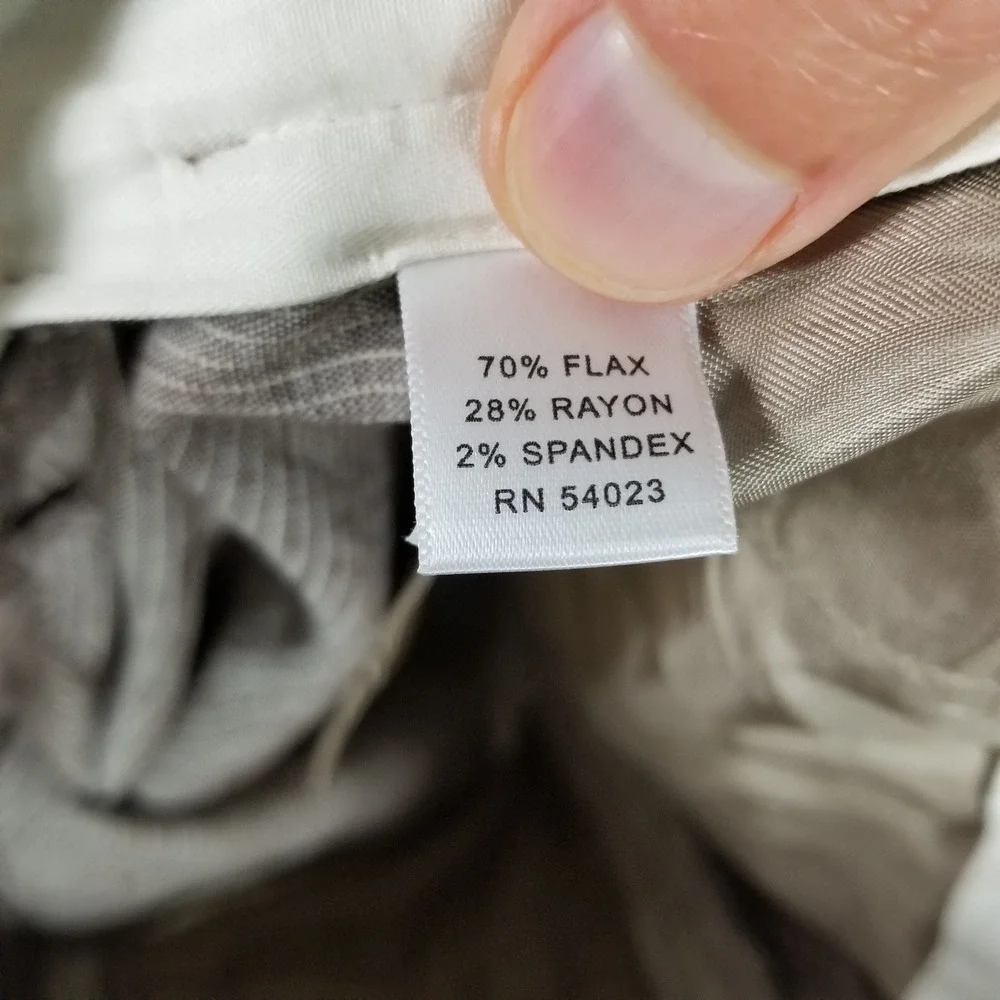 Banana Republic Trouser Pants Womens 4L Brown Pinstripe Martin Fit Linen Blend